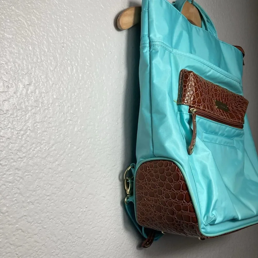 Samantha Brown Backpack Carry On Laptop Luggage Bag Travel Tote Purse Blue Croc